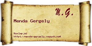 Menda Gergely névjegykártya